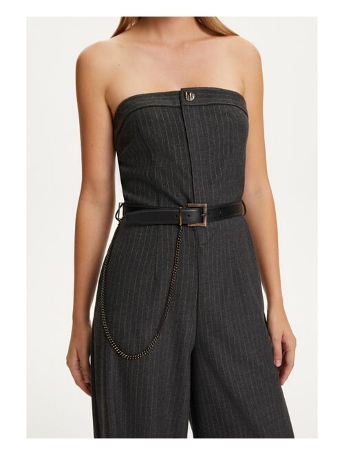 NOCTURNE Women's Belted Striped Jumpsuit