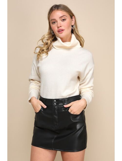 DAZE DENIM Lowdown Black Vegan Leather Low-Rise Mini Skirt