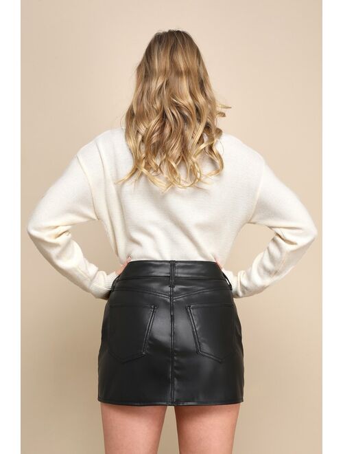 DAZE DENIM Lowdown Black Vegan Leather Low-Rise Mini Skirt