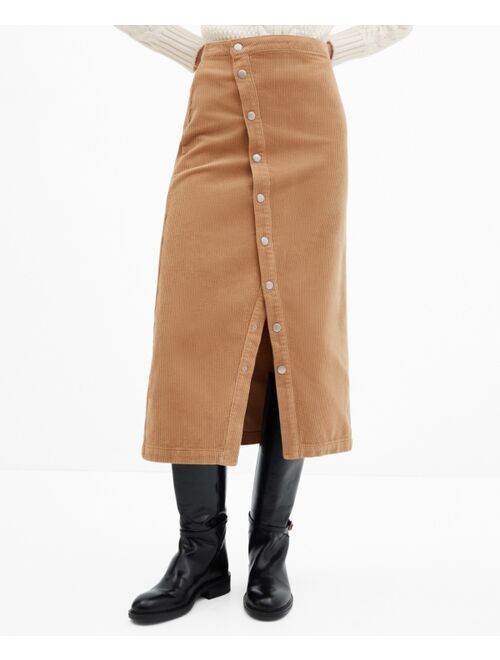 MANGO Women's Buttoned Corduroy Skirt