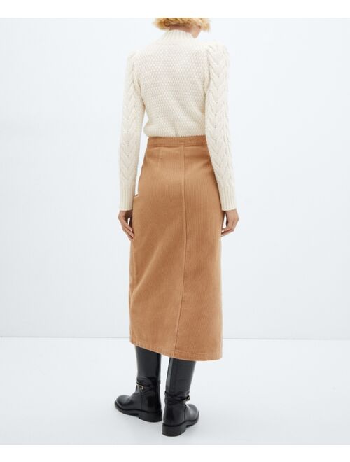 MANGO Women's Buttoned Corduroy Skirt