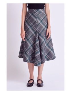 Women's Plaid Midi A Line Skirt