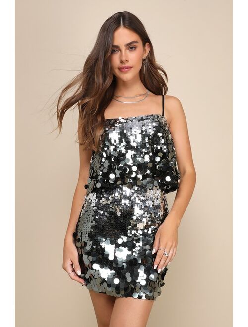 Lulus Sparkle Era Silver Sequin High-Waisted Mini Skirt