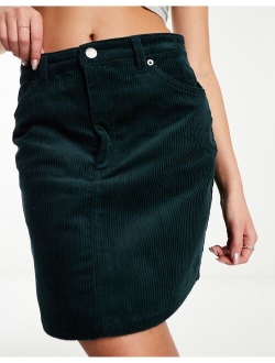 cord mini skirt in forest green