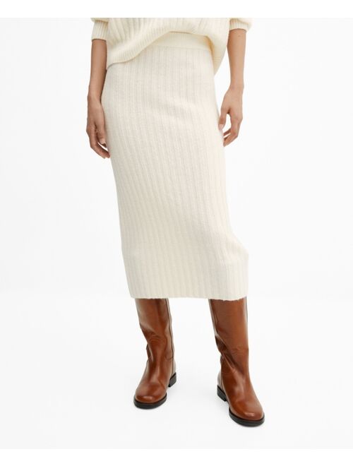 MANGO Women's Thick Knitted Midi Skirt