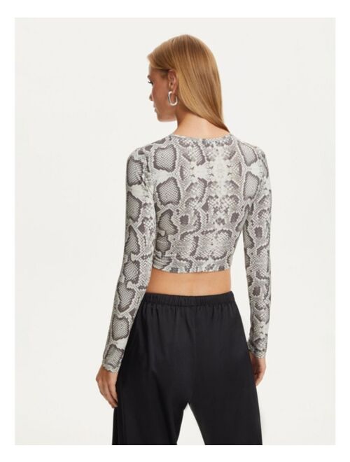 NOCTURNE Women's Silver Snake Printed Crop Top