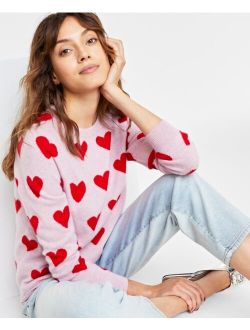 Women's Heart Crewneck 100% Cashmere Sweater, Created for Macy's