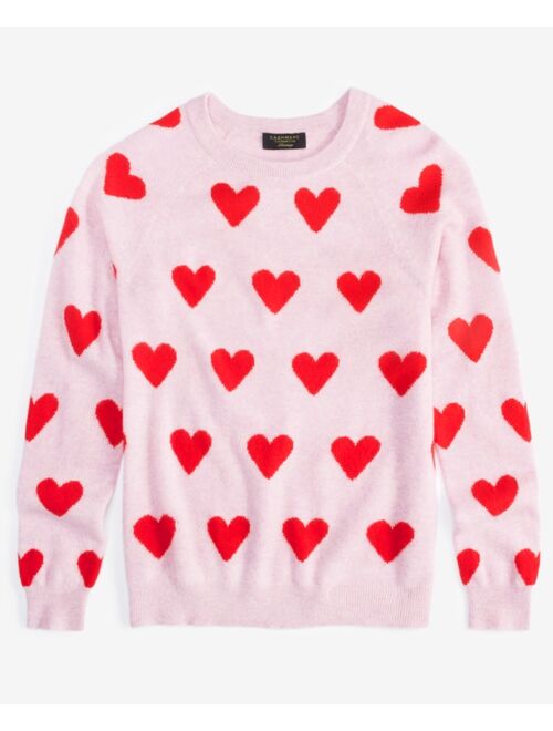 CHARTER CLUB Women's Heart Crewneck 100% Cashmere Sweater, Created for Macy's