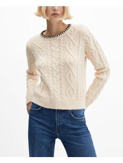 Women's Decorative Seams Cable Knit Sweater