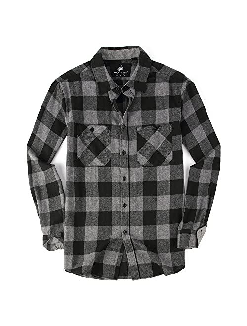 Alex Vando Mens Button Down Shirts Regular Fit Long Sleeve Casual Plaid Flannel Shirt