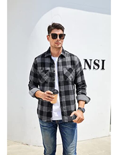 Alex Vando Mens Button Down Shirts Regular Fit Long Sleeve Casual Plaid Flannel Shirt