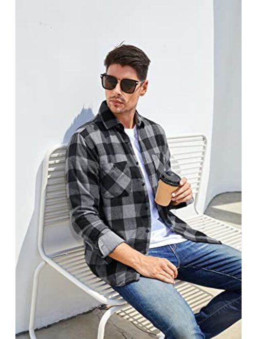 Alex Vando Mens Button Down Shirts Regular Fit Long Sleeve Casual Plaid Flannel Shirt