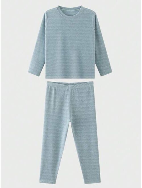 Shein Toddler Boys' 2pcs/set Skin-friendly Comfortable Thermal Underwear Set, Home Wear, Winter