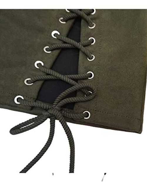 Aliwendy Women's Faux Suede Mini Skirt Sexy Criss Cross Tight Bodycon High Waist Stretch Short Mini Skirt