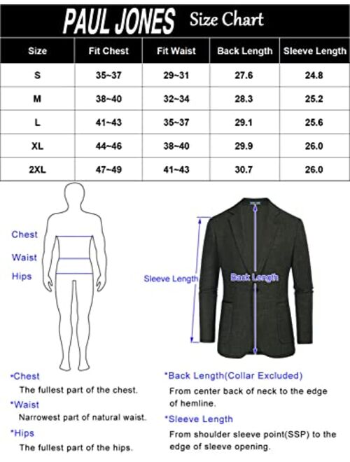 PJ PAUL JONES Mens Casual Suit Blazer Jackets One Button Regular Fit Linen Blend Sport Coat