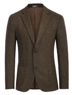 Men's Herringbone Blazer Coat Wool Blend Blazers Notch Lapel Two Button Suit Jackets