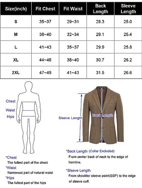 PJ PAUL JONES Men's Herringbone Blazer Coat Wool Blend Blazers Notch Lapel Two Button Suit Jackets