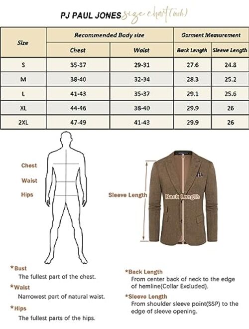 PJ PAUL JONES Men's Vintage Herringbone Tweed Blazers British Wool Blend Sport Coat Jacket