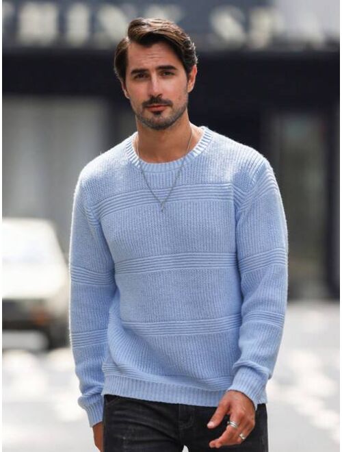 Manfinity Homme Men Solid Ribbed Knit Sweater
