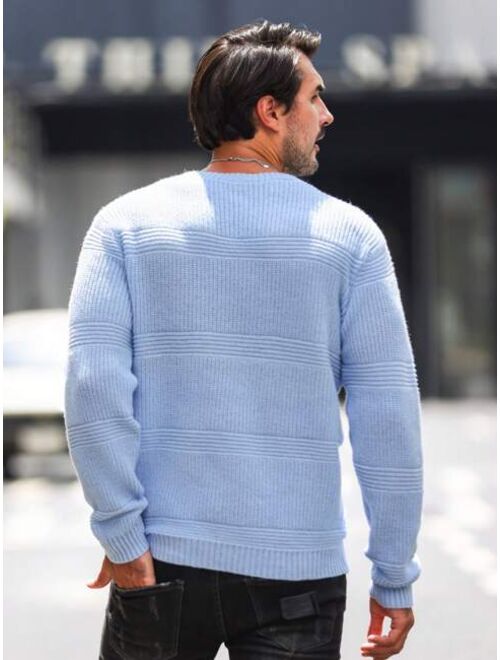 Manfinity Homme Men Solid Ribbed Knit Sweater