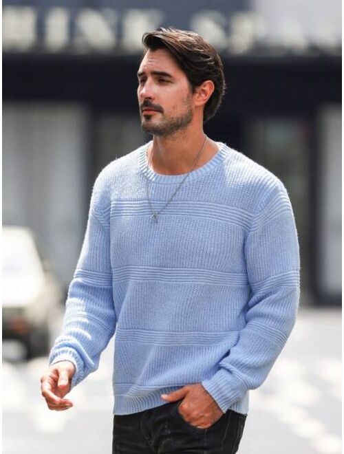 Manfinity Homme Men Solid Ribbed Knit Sweater