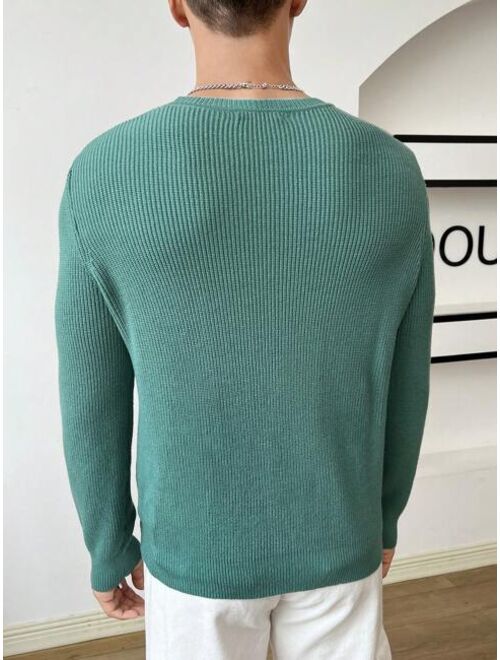 Manfinity Basics Men Solid Ribbed Knit Sweater