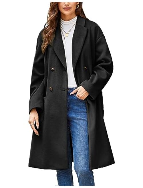 GRACE KARIN Winter Coats For Women Double Breasted Pea Coats Mid Long Wool Coats Oversized Trench Coats Jackets
