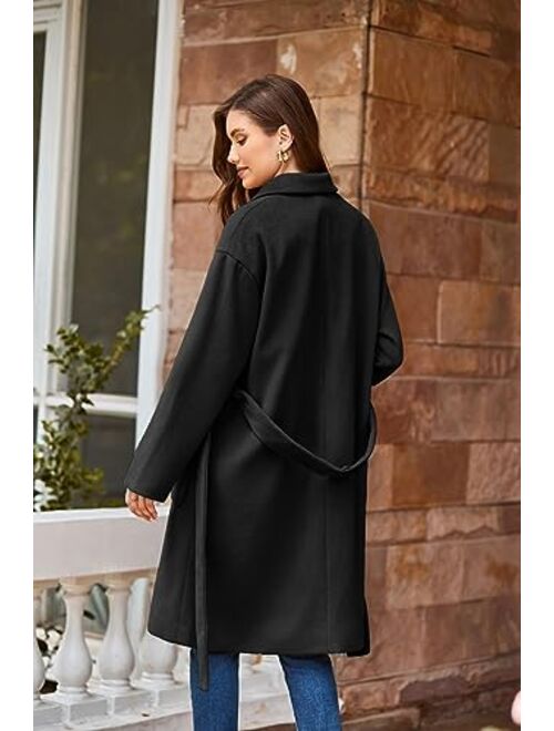 GRACE KARIN Winter Coats For Women Double Breasted Pea Coats Mid Long Wool Coats Oversized Trench Coats Jackets