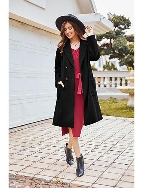 GRACE KARIN Winter Coats For Women Double Breasted Pea Coats Mid Long Wool Coats Oversized Trench Coats Jackets
