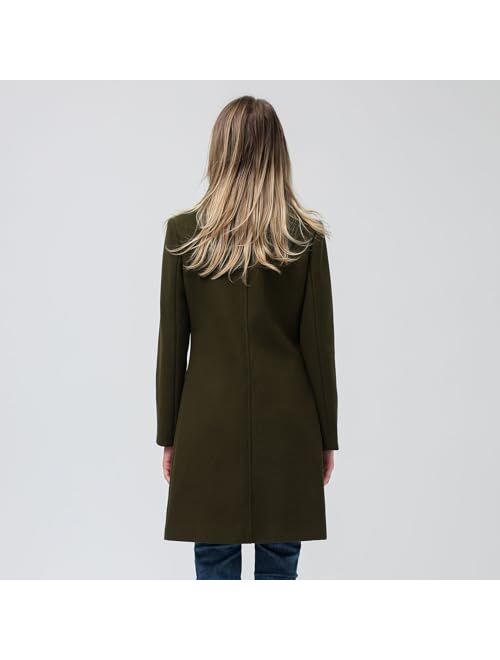 Aprsfn Women's Elegant Mid-Length Slim Fit Wool Blend Coat Windproof Trench Coat