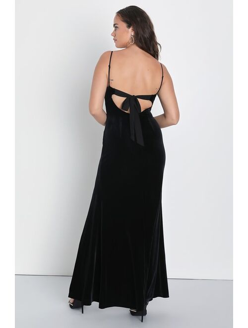 Lulus Marvelous Elegance Black Velvet Sleeveless Backless Maxi Dress