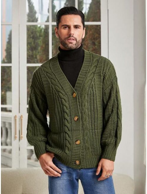 Manfinity EMRG 1pc Cable Knit Cardigan