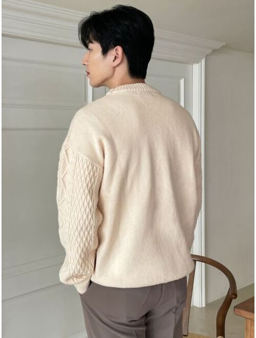DAZY Men Cable Knit Drop Shoulder Sweater