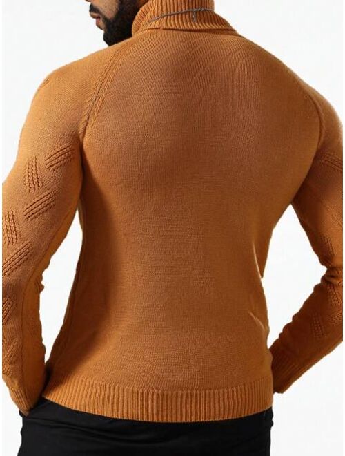 Manfinity Homme Men Turtleneck Raglan Sleeve Sweater
