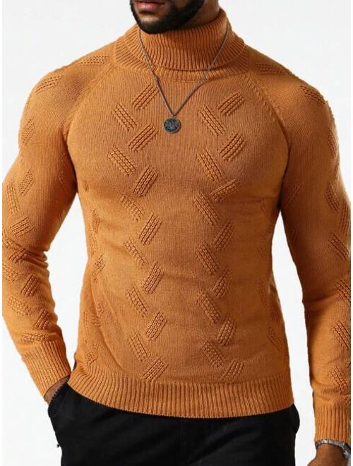 Manfinity Homme Men Turtleneck Raglan Sleeve Sweater