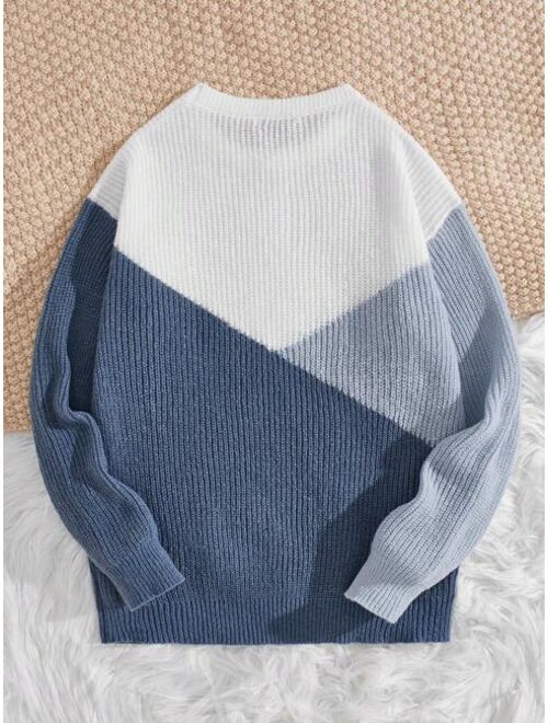Manfinity Hypemode Men Color Block Ribbed Knit Sweater