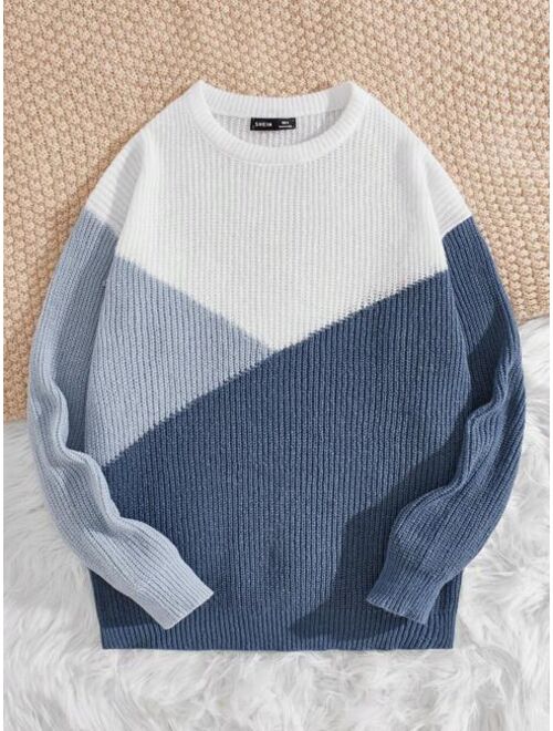 Manfinity Hypemode Men Color Block Ribbed Knit Sweater