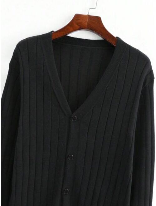 Manfinity Homme Men 1pc Solid Button Front Cardigan