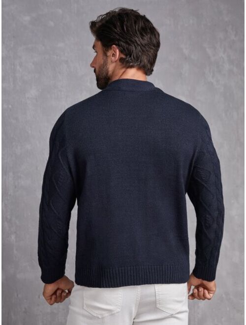 Manfinity Men V Neck Cable Knit Sweater
