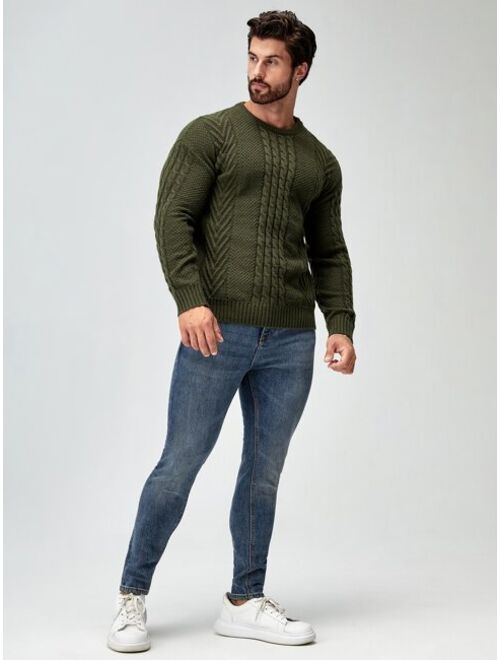 Manfinity Homme Men Cable Knit Drop Shoulder Sweater