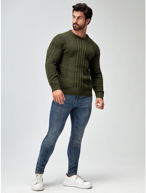 Manfinity Homme Men Cable Knit Drop Shoulder Sweater
