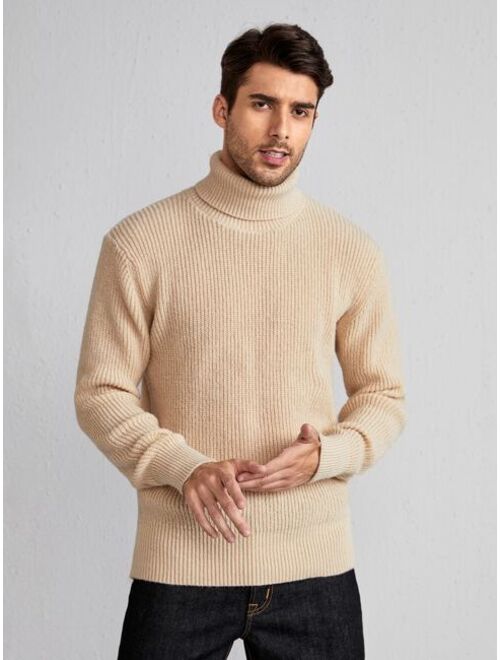 Manfinity Homme Men Turtleneck Ribbed Knit Sweater