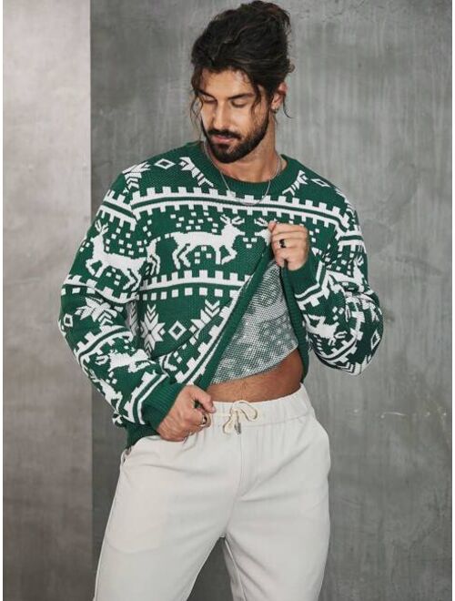Manfinity Homme Men Christmas Pattern Sweater