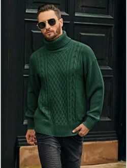 Manfinity Homme Men Turtleneck Cable Knit Sweater