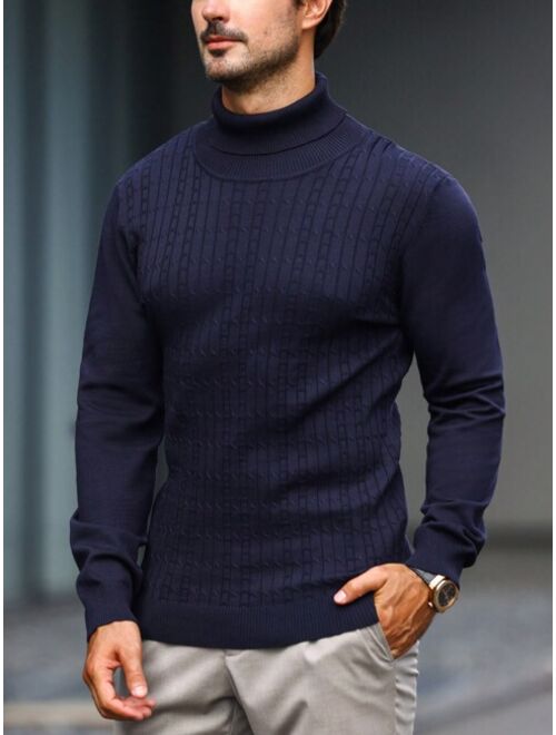 Manfinity Homme Men Turtleneck Ribbed Knit Sweater