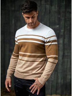 Manfinity Men Striped Pattern Colorblock Sweater