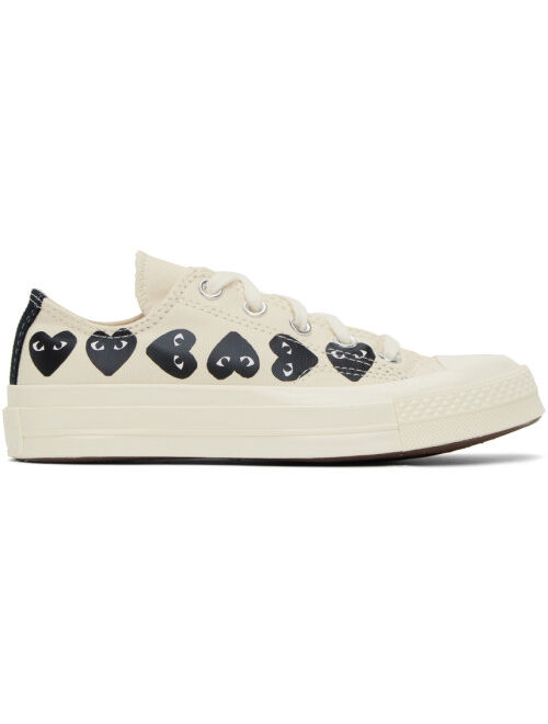 COMME DES GARCONS PLAY Beige Converse Edition Chuck 70 Multi Heart Sneakers
