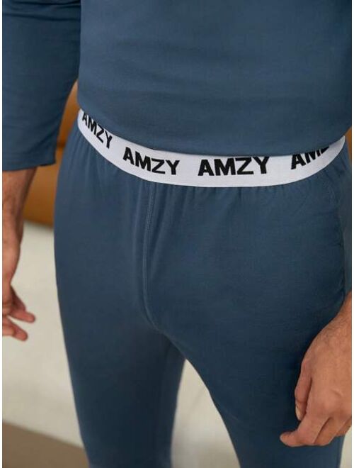 Shein Men Solid V Neck Thermal Underwear Set