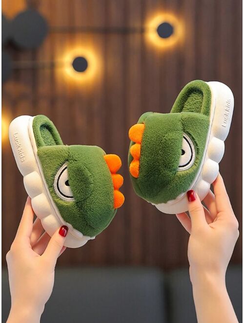 Shein Dinosaur Shaped Kids' Slippers, Boys' And Girls' Warm Anti-slip Indoor/outdoor Home Shoes