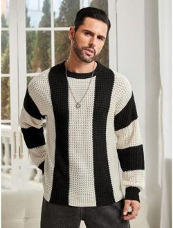 Men s Drop Shoulder Two tone Sweater